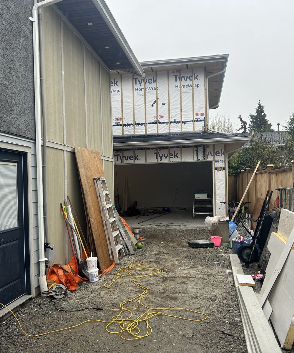 New garage door installation in Ladner with Hormann white flush panel door